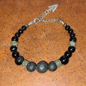 Mens adjust braclet with 12,10,8,6 mm beads